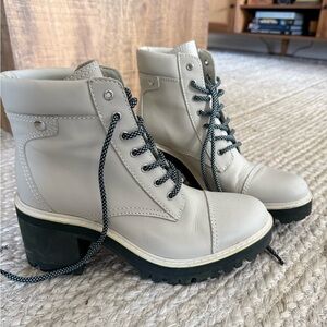 Marc Fisher Cream Lace Up Boots